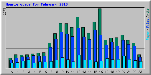 Hourly usage for February 2013
